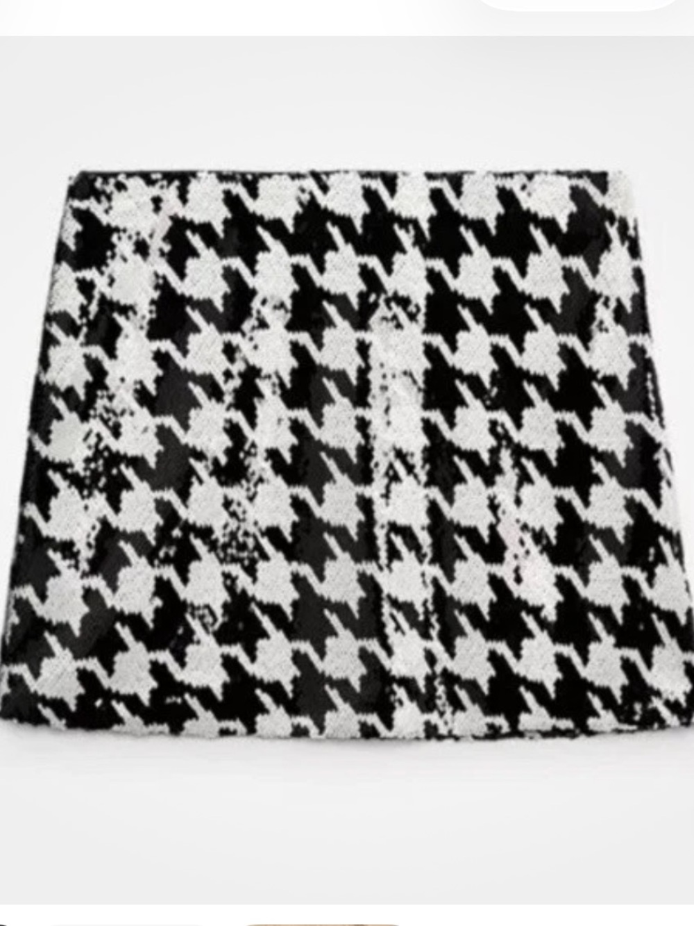 Zara Black & White Sequin Houndstooth Mini Skirt